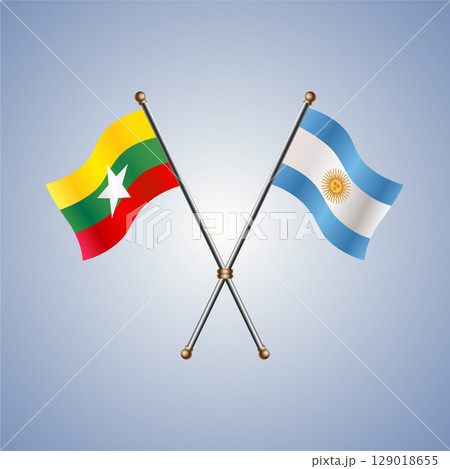 Myanmar and Argentina flag. Vector Illustration 129018655