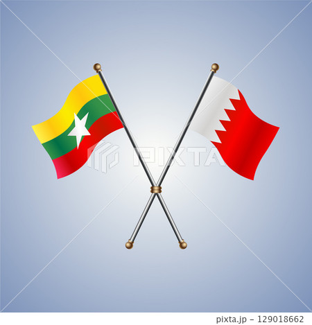 Myanmar and Bahrain flag. Vector Illustration Myanmar and Bahrain flag. Vector Illustration 129018662