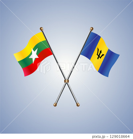 Myanmar and Barbados flag. Vector Illustration Myanmar and Barbados flag. Vector Illustration 129018664