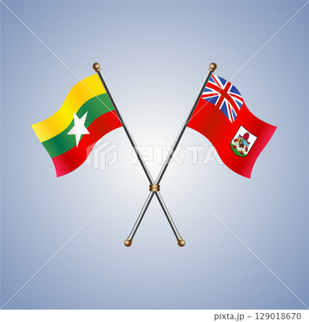 Myanmar and Bermuda flag. Vector Illustration 129018670