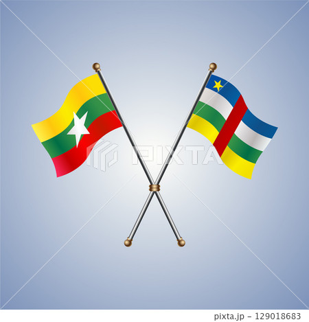 Myanmar and Central African Republic flag. Vector Illustration 129018683
