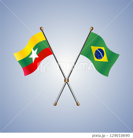 Myanmar and Brazil flag. Vector Illustration 129018690