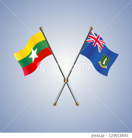 Myanmar and British Virgin Islands flag. Vector Illustration 129018691
