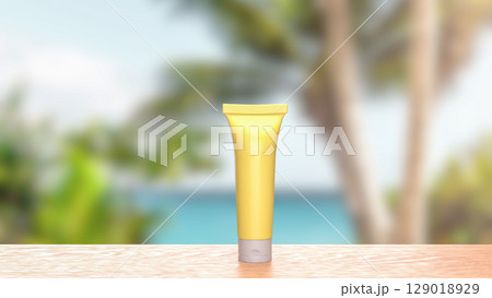 The Mock up package on wood table for Beauty or Advertising concept 3d Rendering. The Mock up package on wood table for Beauty or Advertising concept 3d Rendering. 129018929