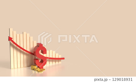 The Red Dollar Symbol and coins for Business concept 3d Rendering. The Red Dollar Symbol and coins for Business concept 3d Rendering. 129018931