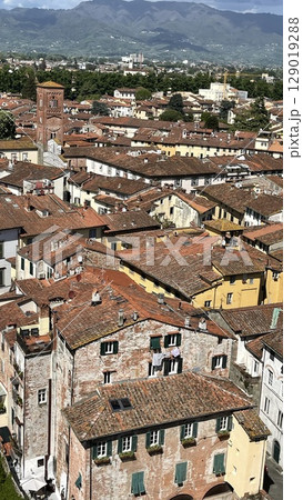 Aerial View of Historic City with Red-Tiled Roofs Aerial View of Historic City with Red-Tiled Roofs 129019288