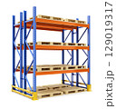 Pallet racking system on white background - 3D illustration 129019317