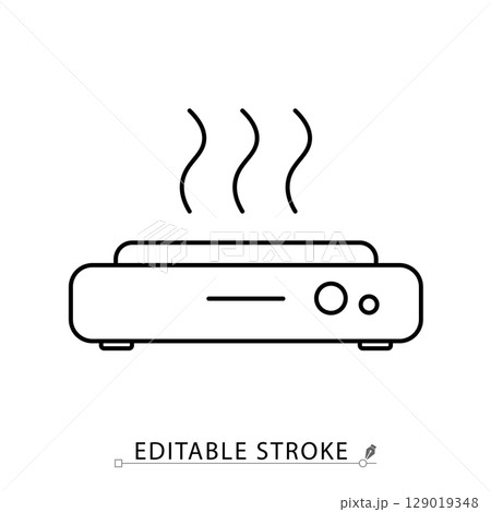 Heater plate icon in editable stroke. Lab hot plate outline vector. Laboratory heating equipment, warm-up device for samples, flat electric heater, scientific tool line symbol. Heater plate icon in editable stroke. Lab hot plate outline vector. Laboratory heating equipment, warm-up device for samples, flat electric heater, scientific tool line symbol. 129019348