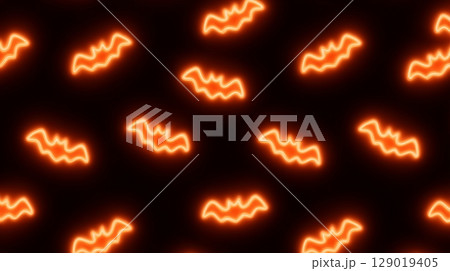 ネオン風コウモリパターン背景 シンプルなハロウィンイメージ 129019405