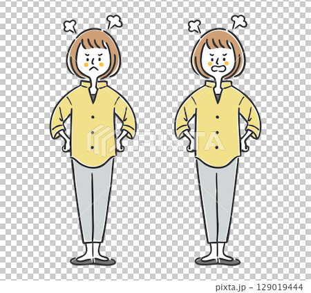 Angry woman whole body vector 129019444