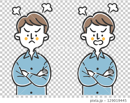 Angry man upper body vector Angry man upper body vector 129019445