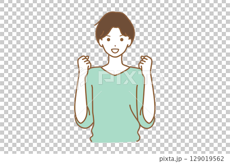 ガッツポーズをする男性 129019562