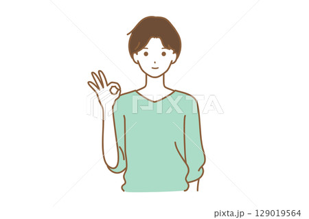 了解のサインを出す男性 129019564