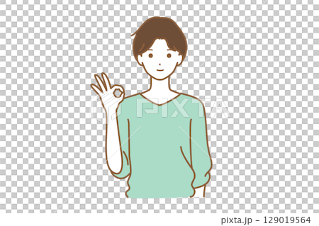 了解のサインを出す男性 129019564