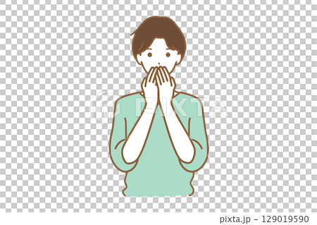 口を隠す男性のイラスト素材 [129019590] - PIXTA