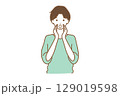 口に手を当てて呼びかける男性 129019598