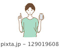 スマホを持って説明する男性 129019608