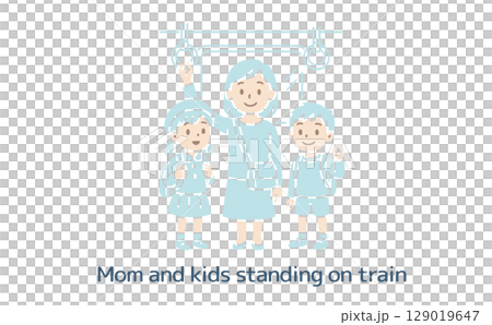 媽媽和孩子們站在火車上（沒有主線） 129019647