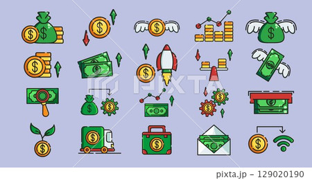 Set of modern vector illustrations depicting money growth and business finance topics. Great for financial websites, presentations, and infographics. 129020190