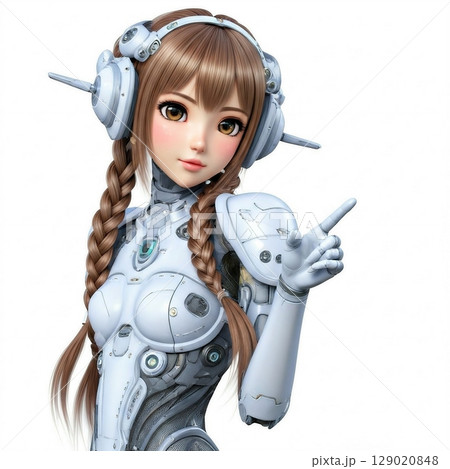 メカ女子が指さしている 129020848