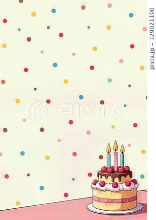 Decorative birthday cake with confetti. 129021190