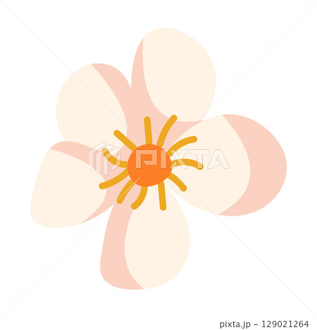 A minimalist illustration of a flower in vibrant colors, showcasing a cheerful aesthetic 129021264