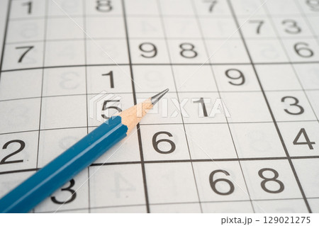 Puzzle game with pencil for practice skill. Puzzle game with pencil for practice skill. 129021275