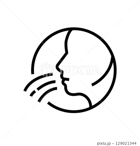 Breath smell line icon vector. breath smell sign. isolated contour symbol black illustration Breath smell line icon vector. breath smell sign. isolated contour symbol black illustration 129021344
