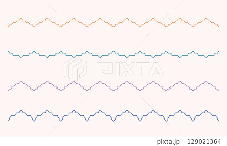 Outline oriental ornamental moroccan seamless border. Vector arabic style decorative outline divider design. 129021364