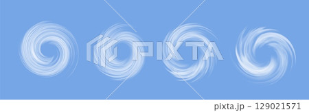 Air whit vortex vector set effect isolated on blue background. Circle wind flow swirl. Air whit vortex vector set effect isolated on blue background. Circle wind flow swirl. 129021571