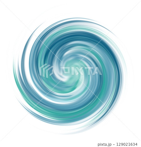 Water blue swirl on white background. Spiral air vortex. 129021634