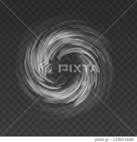 Air whit vortex vector effect isolated on transparent background. Circle wind flow swirl. 129021686