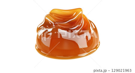 Caramel Sauce Blob. Sweet Dessert Topping And Culinary Ingredient Isolated On Transparent Background 129021963
