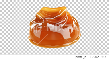 Caramel Sauce Blob. Sweet Dessert Topping And Culinary Ingredient Isolated On Transparent Background 129021963