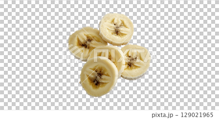 Sliced Banana. Fresh Fruit For Healthy Snacking And Smoothies Isolated On Transparent Background 129021965