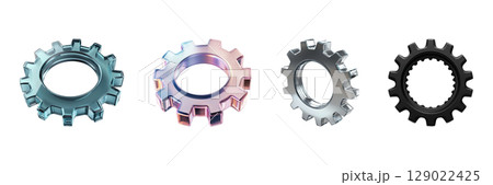 Colorful Gear Wheels Set. Industrial Design And Engineering Concept Collection Isolated On Transparent Background 129022425