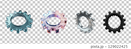 Colorful Gear Wheels Set. Industrial Design And Engineering Concept Collection Isolated On Transparent Background 129022425