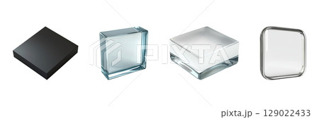 Geometric Glass And Metal Blocks Set. Modern Design Elements Collection Isolated On Transparent Background Geometric Glass And Metal Blocks Set. Modern Design Elements Collection Isolated On Transparent Background 129022433