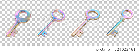 Colorful Iridescent Keys Set. Symbolic Access And Security Collection Isolated On Transparent Background Colorful Iridescent Keys Set. Symbolic Access And Security Collection Isolated On Transparent Background 129022461