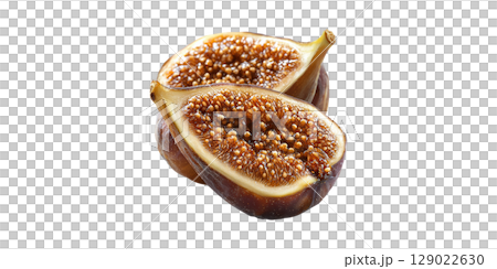 Sliced Fresh Figs. Nutritious Fruit For Healthy Diet And Culinary Use Isolated On Transparent Background 129022630