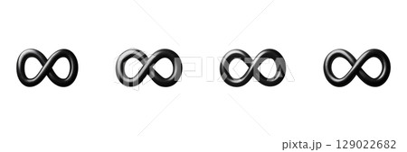 Black Infinity Symbols Set. Endless Possibilities And Timelessness Collection Isolated On Transparent Background 129022682