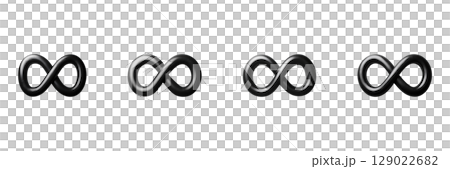 Black Infinity Symbols Set. Endless Possibilities And Timelessness Collection Isolated On Transparent Background 129022682