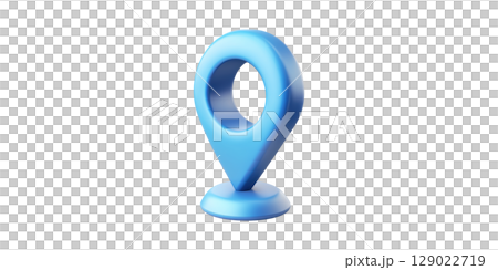 3D Blue Location Pin Icon. Symbolizes Navigation, Gps, And Mapping Technology Isolated On Transparent Background 129022719