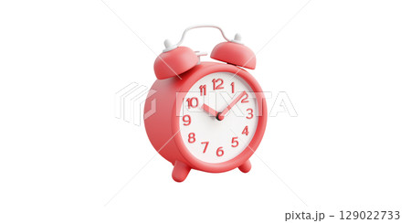 Red Retro Alarm Clock. Time Management And Punctuality Concept Isolated On Transparent Background 129022733