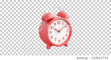 Red Retro Alarm Clock. Time Management And Punctuality Concept Isolated On Transparent Background 129022733