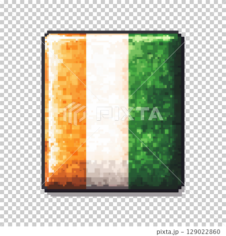 Pixelated Ivory Coast Flag Icon. Digital Representation Of National Symbol In Square Format Isolated On Transparent Background Pixelated Ivory Coast Flag Icon. Digital Representation Of National Symbol In Square Format Isolated On Transparent Background 129022860