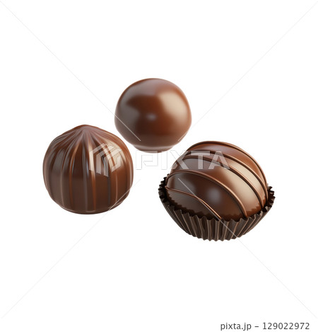 Assorted Chocolate Truffles. Gourmet Confectionery And Indulgent Treats Isolated On Transparent Background 129022972