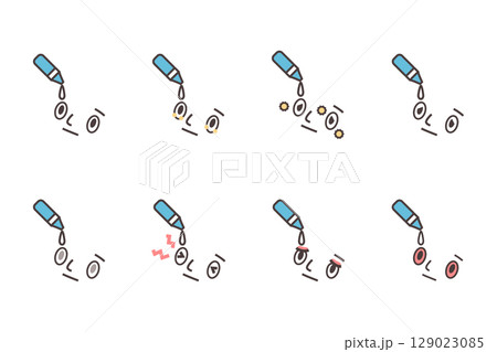 目薬と目の気になる症状のイラストセット 129023085