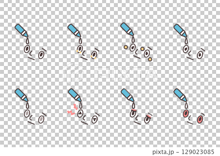 目薬と目の気になる症状のイラストセット 129023085