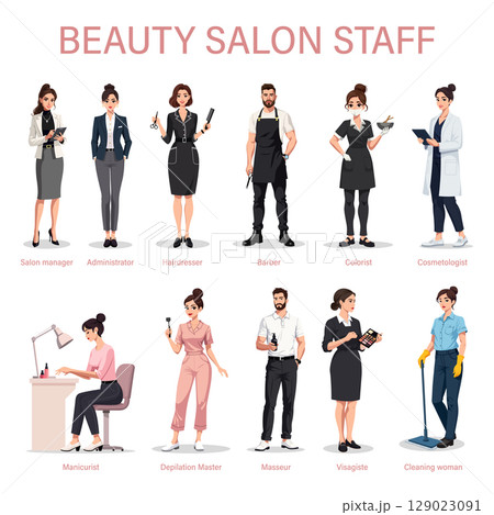 Beauty Salon Staff Profession Set 129023091